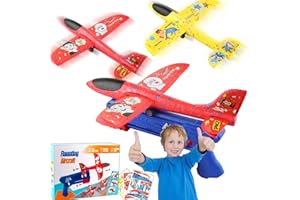 Binggunyo Avion Polystyrene avec Pistolet Catapulte, Avion Jouet Planeur Volant Mousse Jeu de Lancer, Cadeau Noël Anniversaire Jeux Intérieur Extérieur Jardin Interactif Enfant Garçon Fille 3-12 Ans