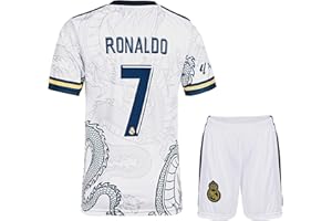 KISRAS R. Madrid #7 Weiß Dragon Heim Retro Limitierte Sonderedition Seltenes Fußball Kinder Trikot Shorts Set Jugendgrößen
