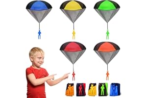 MILIAFLICK Parachutist Toy, Pack of 5, Outdoor Games for Children, Throwing Game and Search Game, Parachute Jumper, Children's Birthday Games, Ideal as Party Gifts and Outdoor Toy