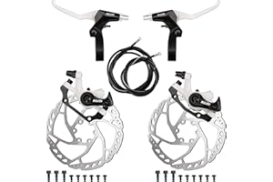 RUJOI Kit de Frein à Disque de vélo, étrier en Aluminium Avant et arrière, Levier de Frein de vélo en Alliage d'aluminium, Rotor de 160 mm, ajusteur de Plaquettes mécaniques