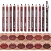 12 Colors Lip Liner Set, Waterproof Lip Liner Contour Pencils with Cap, Long Lasting Permanent Waterproof Lip Liner Lipstick
