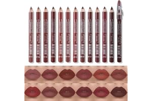 katiluxiya 12 Colors Lip Liner Set,12 Colors High Pigmented Natural Lip Makeup Soft Pencils Longwear Smooth Ultra Fine,Girls and Women Lipstick Pen Lip Sets for Daily/Travel/Party/Work. (01) (12, Set)