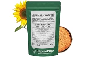 SaporePuro Lecitina di Girasole in Polvere 50 g – Emulsionante Naturale SENZA GLUTINE