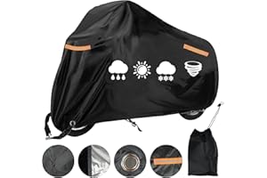 USHOP Housse de Protection pour Moto,Housse de Motos extérieure XXL,Tissu Oxford 210D,Protection UV,avec Bandes réfléchissantes,Trou pour Cadenas et Sangles Anti-Vent,pour Moto,Scooter,cyclomoteur