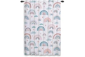 ‎GGAIMWF ggaimwf Regenbogenvorhänge mit Bleistiftfalten Hobo-Buntes Cartoon-Muster Regenbogenvorhänge Kinderzimmer Fensterbehandlung für Mädchen Wohnzimmer Kinderzimmer Café Vorhang 117x229cm 1 Panel