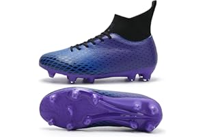 UZB Kids Football Boots Boys Girls High Top Lace-Up Professional Soccer Shoes Training Cleats Shoes Little/Big Kid
