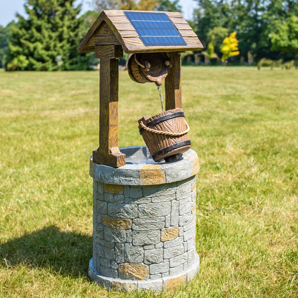 74cm Solar Powered Wishing Well Water Feature by Solaray
