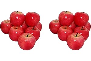 Rukauf 16 Manzanas Decorativas Rojas Artificiales - Frutas y Verduras para Decoración