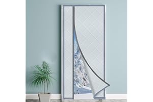 FILLIS Tenda magnetica di protezione contro il calore, 90x210cm tenda della porta termo tenda in finta pelle isolata protezione antivento di calore per la porta del balcone soggiorno patio, grigio