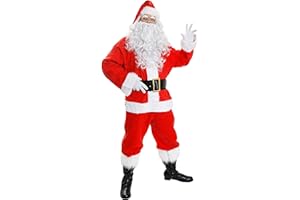 I LOVE FANCY DRESS Santa Claus Costume – Deluxe Father Christmas Fancy Dress Costume - Red Jacket w/Faux Fur Trimming, Red Trousers, Santa Hat, Boot Covers, Wig, Beard, Glasses, Gloves & Eyebrows (XXXXX-Large)