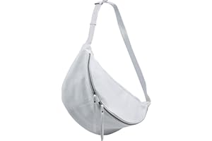 SH Leder Daniela G768 torba na klatkę piersiową z prawdziwej skóry, uniseks, na festiwal, podróż, duża saszetka biodrowa, torebka na ramię, 49 x 28 cm, biały, Gross