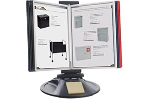 ‎PROFIOFFICE ProfiOffice Sichttafel System rund Tischständer OfficeForce - 10 Sichttafeln A4 mehrfarbig, Dokumentenhalter für Messehallen, Restaurants, Büros, Behörden, (01126)