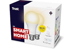 Trust Smart Bulb, 2 Pack, Dimmable LED, Tunable White, 9W, 806 Lumens, 2.4GHz WiFi, Alexa & Google Home Compatible, No Hub Required