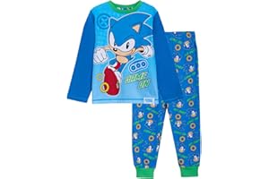 Sonic The Hedgehog Pijama niños, Juego de Sega en Camiseta de Pijama de Longitud Completa + Conjunto de Pantalones de salón