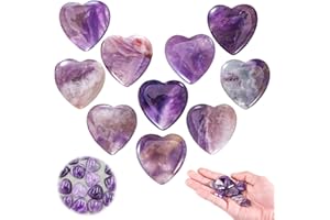 YUFFQOPC 10 Stück Amethyst Stein Herz Edelsteine Set,Natürlicher Glückssteine Kristalle Heilsteine Herzsteine Liebe Heilung Poliert Kristall Edelsteine für Valentinstag,Geburtstage