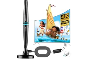 YOWREPU 2024 Antenna TV interna Amplificata Potente, Antenna TV Digitale Terrestre con copertura 580-km Segnale, Antenna Portatile TV da interno Disponibili per 4K 1080P HD, con 5 m Cavo - Blue