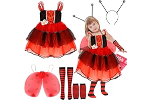 Joxessaien Faschingskostüm Marienkäfer, Karneval Kostüm Mädchen, Marienkäfer Kostüm mit Flügel, Kinder Kostüme für Comedy-Performances und Rollenspiele