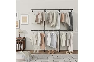 YheenLf Portant à Vêtements Industriel, Penderie Murale, Ouvert Penderie Dressing, Porte Manteau avec tube noir robuste, Capacité de charge 300 kg, 180x180 cm