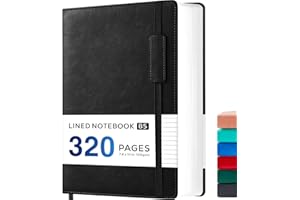 NIRMIRO Lined Journal Notebook, B5 Copertina Rigida in Pelle Taccuino Lineato per Donne Uomini al Lavoro, Taccuino con 320 Pagine Carta Spessa da 100 g/m², Senza Sfregamenti, 19 x 25.4 cm, Nero