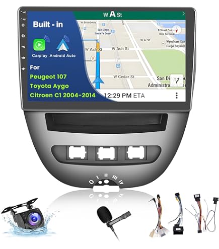 Android Autoradio Toyota Aygo / Peugeot 107 / Citroën C1 2005-2014 - 10 Inch Touchscreen Met Draadloos CarPlay & Android Auto