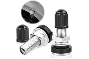 RUNEAY Autoventil,Reifenventil Ventile Felgenventile mit Staubkappen Metall Tubeless Ventil Universalventile für Auto Motorrad Reifen,Schwarz (2)