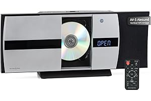 Bennett & Ross Ålesund Vertikal Stereoanlage - HiFi Microanlage mit CD-Player, MP3, UKW-Funktion, USB und Bluetooth mit NFC - Standaufstellung oder Wandmontage - Fernbedienung - Silber