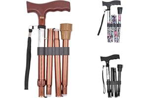 PEPE MOBILITY Pepe - Składane Kijki dla Seniorów, Laski do Chodzenia w Podeszłym Wieku, Wysuwane Kijki Damskie, Regulowana Wysokość, Brązowa Laska