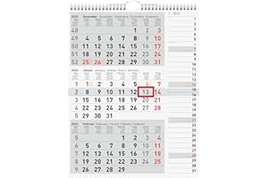 rido/idé 7033330006 | 3-Monatskalender 2026 | grau, 300×390 mm