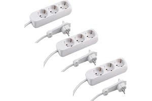 Meister grenuttag 3-vägs – uppsättning av 3 – extra platt kontakt – 1,4 m kabel – vit – IP20 inomhus/flera uttag med platt ko
