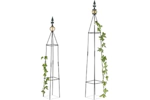 Relaxdays Rankhilfe, 2er Set, freistehend, Beet, Topfpflanzen, wetterfest, Rankpyramide H: 99,5 cm & 81 cm, dunkelgrün