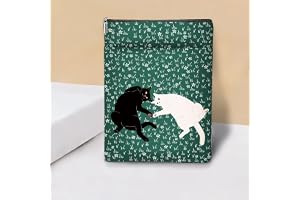 Green Grass Cat Book Cover, Book Lover Gifts Case with Zipper and Front Pocket, 29.2 x 22.4 cm Canvas Book Protector, Book Loving Cat Lovers Gifts for Readers Women Girlfriend