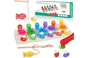 SVIPDDD Gioco Pesca Pesci calamita-Giochi Montessori,3 in 1 Gioco di Pesca con Magnete,Giocattolo per catturare Le api,Gioco pesciolini e Canna da pescadai 3 Anni in su,Giocattoli