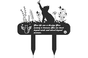 LPPIIUSSU Pet Memorial Plaques Cat Stake - Cat Memorial Grave Garden Decorations Personalised Waterproof Mental Cemetery Decor Personalised Pet Memorial Gifts For Garden Sympathy Garden Stake Markers Ornaments