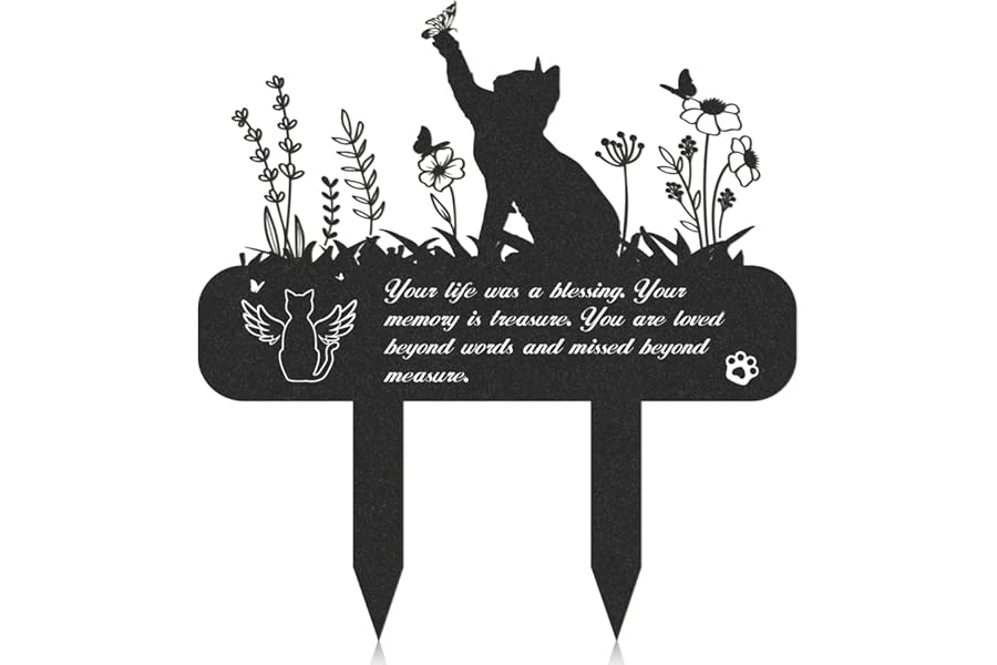 Pet Memorial Plaques Cat Stake - Cat Memorial Grave Garden Decorations Personalised Waterproof Mental Cemetery Decor Personalised Pet Memorial Gifts For Garden Sympathy Garden Stake Markers Ornaments