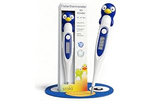 scala SC 44 Penguin Flex Speed 10 Sec. Termómetro Digital Fiebre Corporal Niños Adultos Medición Oral Rectal Axilar Preciso Rápido Seguro, Verde, Unisex, azur