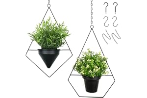 alma home Blumentopf hängend schwarz - 2er Set Blumenampel innen und außen Wanddeko Metall Hängetopf für Pflanzen mit Haken und Kettenverlängerung