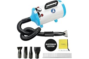 Xapigo Asciugacapelli per cani, Asciugacapelli per Toelettatura Animali, Asciugacapelli Professionale,velocità e Temperatura Regolabili (Blu E Bianco)