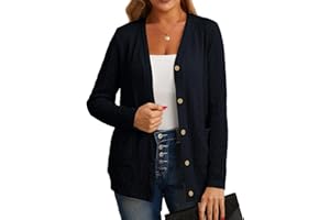GRECERELLE Womens Cardigan Long Sleeve Lightweight Cardigans Button Down V Neck Ribbed Knit Outerwear Open Front Tops with Pocket for Ladies