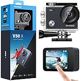 Akaso V50X 4K 30Fps Aksiyon Kamera ve Aksesuar Seti 20MP WiFi Aksiyon Kamerası IPX7 Su Ge&ccedil;irmez EIS 2.0 &Ccedil;ift Ekran, Dokunmati