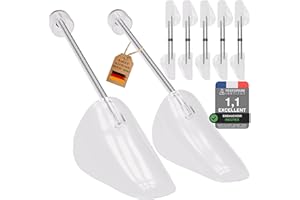 Incutex Lot de 5 Paires Embauchoirs de Chaussures taille adaptable 38-44, Forme Chaussure en Plastique pour Hommes Femmes, adaptés aux baskets, chaussures plates, mocassins, Transparent