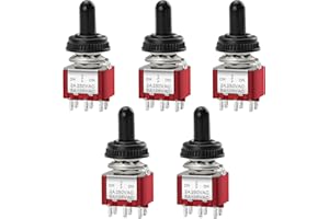 Heschen 5 mini chwilowych przełączników kołyskowych MTS-223 ON-OFF-ON DPDT, 6-pinowy, 2 A 250 V, 6 A 125 V