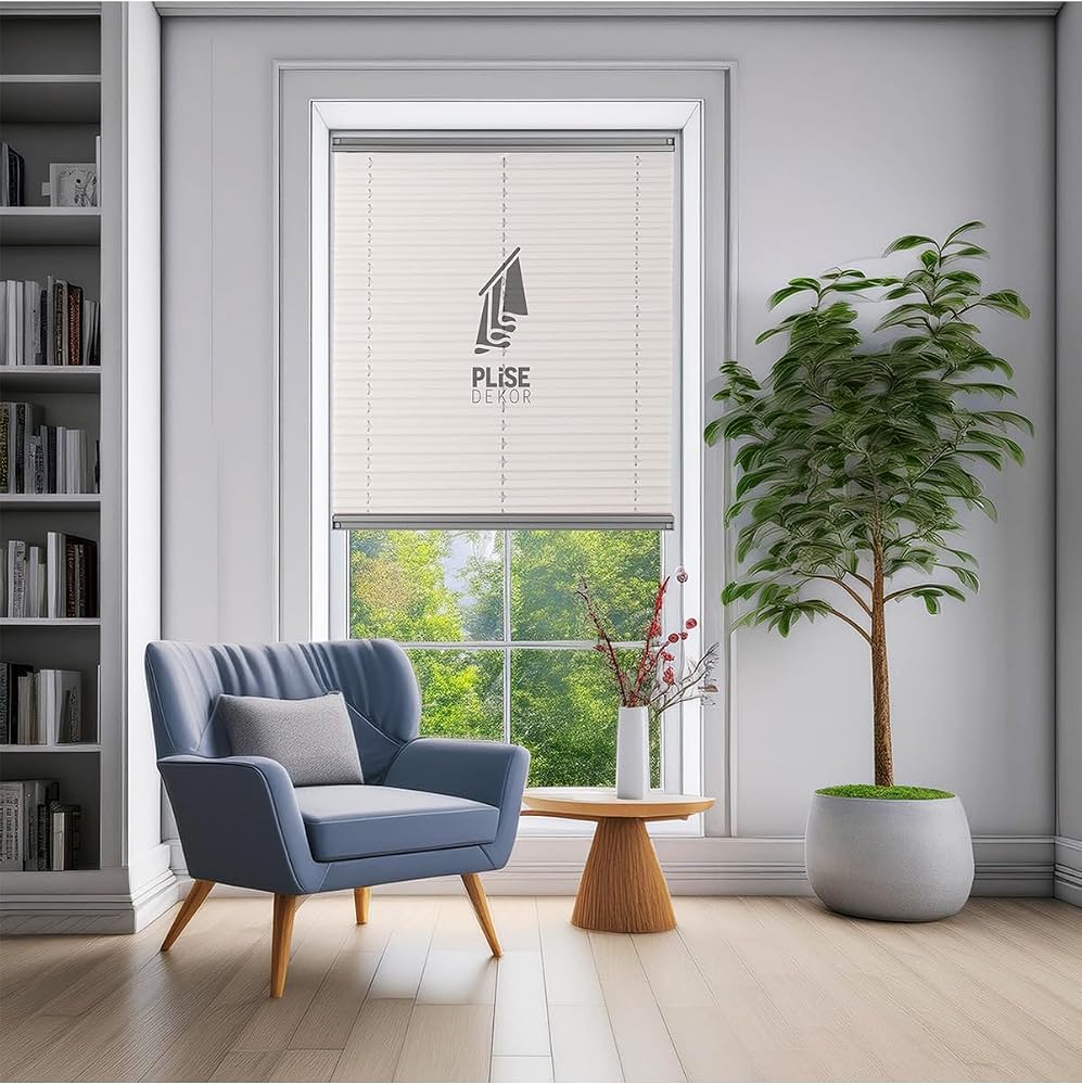 Plise Dekor Açık Gri Plise Perde (Yapıştırmalı) (40G x 100Y cm)