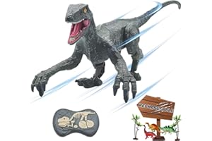 BUBUQE Remote Control Dinosaur Toys for Boys Kids Girls 3 4 5 6 7 8 Electronic RC Robot Toy Walking Roaring Velociraptor Realistic 18.1" Jurassic Dino Rechargeable Raptor Blue Birthday Gift