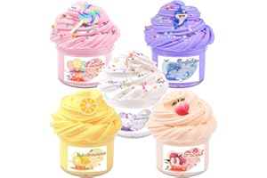 BRETOHAY 5 Pack Butter Slime Kit,Peach Slime Birthday Gifts for Kids,Party Favor for Girls & Boys,Non Sticky,Super Soft Sludge Toy