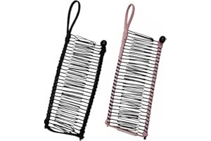 PLABBDPL Banana clip capelli, 2 pezzi di clip di capelli vintage a banana Accessorio per capelli estensibile 30 denti a pettine a banana per capelli ricci ricci ondulati naturalmente ricci (nero/rosa)