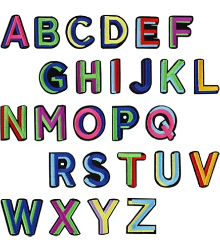 AXEN 52 stuks Alfabetpatches A tot en met Z, opstrijkbare/naaibare letters voor kleding, klassiek groen AXEN 52 stuks Alfabetpatches A tot en met Z, opstrijkbare/naaibare letters voor kleding, klassiek groen