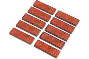 ETUKER 10 x Catarifrangente Rettangolare, Autoadesiva Catarifrangenti di Sicurezza Rettangolare, Omologati Catarifrangenti Rettangolare Riflettori, per Caravan/RV/Autocarro/Trattore/Rimorchio(Giallo)