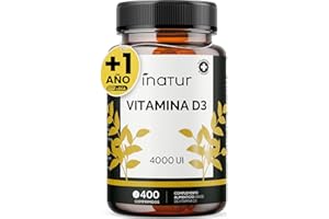 INATUR LAB Vitamina D3 4000 UI - 400 Comprimidos (Suministro para +1 Año) | Apoya Sistema Inmunológico, Huesos y Salud General | Colecalciferol de Alta Potencia, Vegetariano, Sin Lactosa, Sin OGM