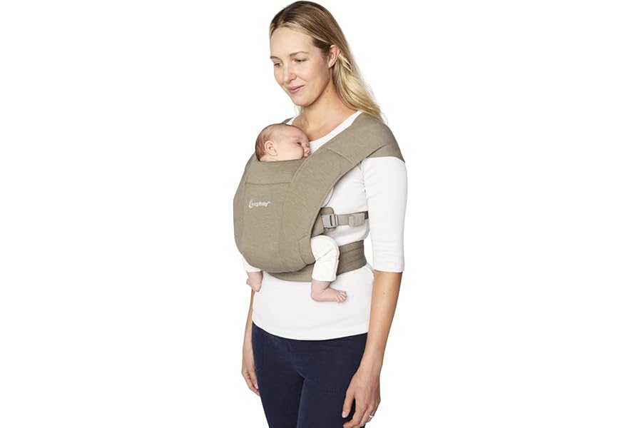 Ergobaby Embrace Baby Carrier for Newborns from Birth with Head Support, Extra Soft and Ergonomic, Soft Olive