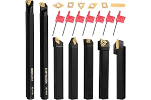 DONKEN 21er Set Drehmeißel, 12mm Bohrstange Schaftdrehmaschine Drehwerkzeughalter mit Hartmetall-Wendeschneidplatten, T8 Schraubenschlüssel